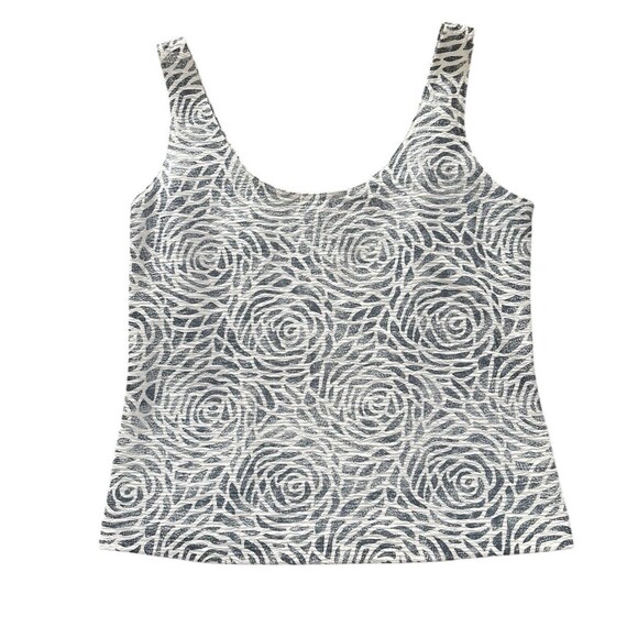 Joseph Ribkoff Floral White, Gray Tank Top Summer Vacation Casual Size 10 - Picture 1 of 5